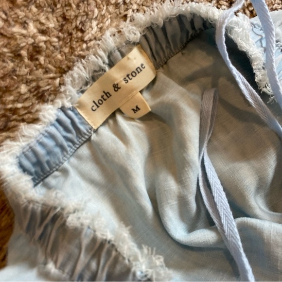 Anthropologie Cloth & Stone Fringe Hem Strapless Wide Leg Jumpsuit medium - Picture 7 of 7